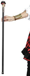 STE-Karneval eleganter Gehstock aus Holz mit Totenkopf-Griff (Pirat)