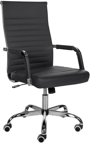 CLP Ergonomischer Bürostuhl Amadora I Höhenverstellbar, 360 Grad Drehstuhl I Kunstleder Oder Stoff Bezug I Langlebig, 120 kg Belastbar, Farbe:schwarz, Material:Kunstleder
