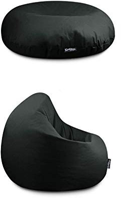 BuBiBag Beanbag Sitzkissen für Kinder & Erwachsene | Bodenkissen in 32 Farben & 3 Größen | Sitzsack für Indoor Outdoor | Wasser- & schmutzabweisend Material (Schwarz-Erwachsene XL)