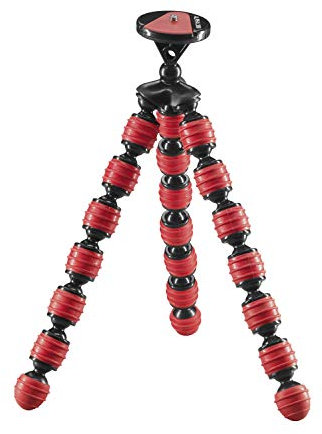 Cullmann Alpha 380 Mobile Flexible Mini Tripod with Smartphone Holder, Bendable legs, Red, Max. load 1.5 kg, 267g weight