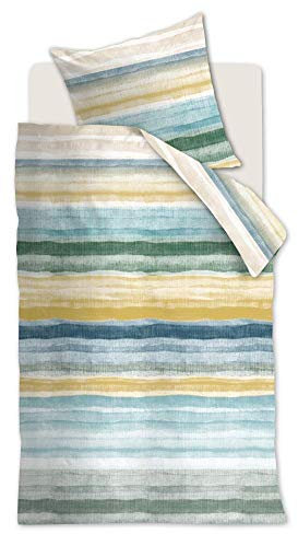 Beddinghouse Bettwäsche-Garnitur Colour Palette Farbe Blau Grün Größe 155x220+80x80cm Streifen Baumwolle Stripes