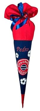 Glückspilz I Schultüte mit Namen personalisiert I FC Bayern München I Zuckertüte aus Stoff I Rot
