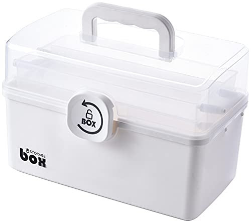 ikasus Medizinbox,Erste-Hilfe-Koffer 29 x 16x 15.7cm, hygienische Verschlussbox,Hausapotheke mit Tragegriff,Erste Hilfe Box zur Medikamentenaufbewahrung, Kunststoff-Weiß