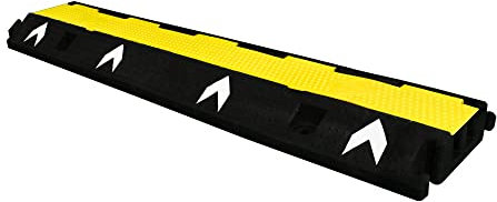 Cable Protector 2-Channel | Heavy-Duty Pedestrian Cable Ramp | Weatherproof PVC Outdoor Cable Cover with Bright Yellow Lid | Prevent Tripping Hazards and Cable Damage (1)