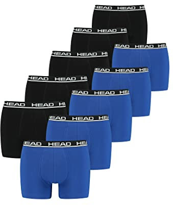 HEAD Herren Men's Basic Boxers Boxer Shorts 10 er Pack , Farbe:021 - Blue / Black, Bekleidungsgröße:XXL