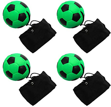 STOBOK Handgelenk Ball,4 Stücke Springball Returnball Fußball,Handgelenk Bälle Elatisch Sport Spielzeug Hüpfband, Gummiball Handgelenktraining elastische Schnur Reboundball, Stressabbauball