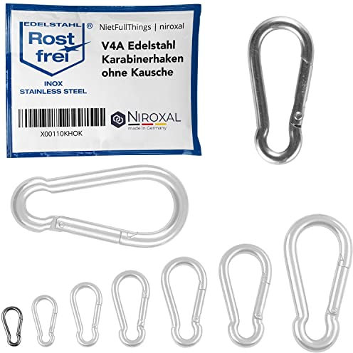 2 Stück Karabinerhaken klein 3mm Starke Karabiner Edelstahl Haken Schlüsselanhänger ohne Auge Kausche Bruchlast 200 kg Edestahhlkarabiner 3x30 mm Hängematte Schaukel