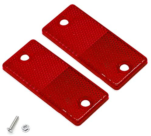 ETUKER 2er Pack reflektor,Anhänger Rechteckig Rückstrahler, Rücklicht Streuscheiben Reflektor,Reflektoren für Torpfosten für Wohnwagen/LKW/Anhänger/Boot/Motorradzaun Torpfosten