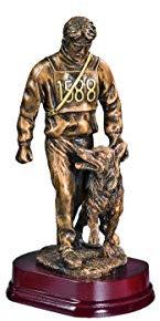 eberin · Hundesport-Pokal, Resinfigur Hundeführer -Hund beim bei Fuß gehen-, Bronze, mit Wunschtext, Größe 29 cm