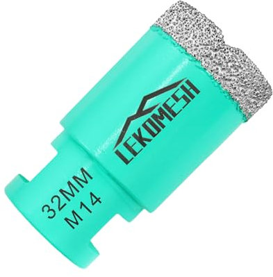 Diamond Core Drill Bits 32MM - Diamond Hole Saw for Porcelain Ceramic Tile Marble Granite Stone Quartz Vacuum Brazed Diamond Drill Bits M14 Thread for Angle Grinder LEKOMESH, Mint green