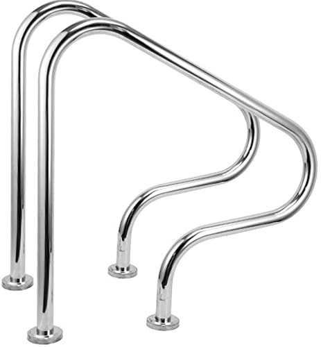 ALSUP Corrimano della Piscina per Piscine interrate, ringhiere della Piscina in Acciaio Inox 304 per Piscine interrate o gradini, corrimano della Piscina con Tutti Gli Accessori,2X
