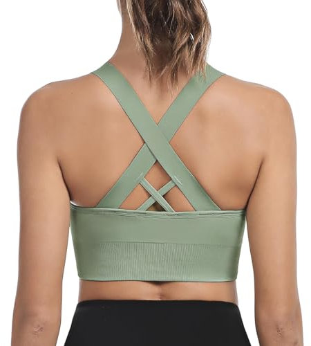 Leversic Sport BH Damen Push up, Sports Bra Ohne Bügel Sport BH Rückenfrei, mit Breiten Trägern für Besseren Halt und Unterstützung, 1pc-Grün, S