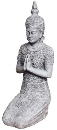 GILDE große Buddha Figur Garten knieend - Outdoor geeinet - handgefertigte Dekoration für draußen - grau Höhe 68 cm
