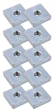 Nutenstein | Gewindeplatte 20x20x6 mm M8 Gewinde mittig | Stahl galvanisch verzinkt (10 Stück)