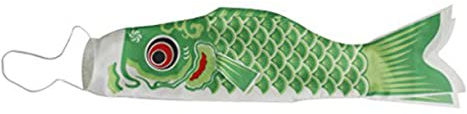 MERRYHAPY Japanische Koinobori Windsock Karpfenflagge Grün Polyester Deko Draußen Hängend Langlebige Fahne Mit Drahtöffnung Für Garten Boot Miniteich Traditionelle Fisch-dekoration