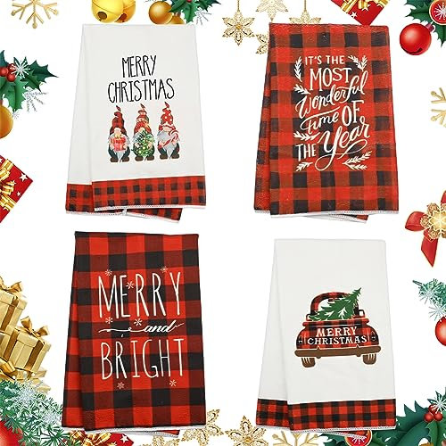 Gukasxi Weihnachten Geschirrtuch 3er Set Geschirrtücher Weihnachten Küchentücher Baumwolle Mikrofasertücher Geschirrhandtuch Weihnachts Handtücher 45 x 70cm