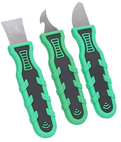 3Pcs Scraper, Injection Scraper Glue Removal Scraper Multiple Shape Prying Blade Kit Stainless Steel Glue Removing Tool for Removing Label, Registration Sticker, Caulk