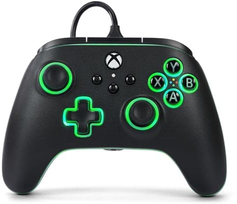 Kabelgebundener PowerA-Advantage-Controller für Xbox Series X|S mit Lumectra - Schwarz, Gamepad, kabelgebundener Videospiel-Controller, Gaming-Controller, Xbox One, offiziell lizenziert