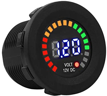 Medidor de Voltímetro, Voltímetro de Motocicleta, Voltímetro de Pantalla Digital LED para Automóvil de Motocicleta de 12 V, Medidor de Voltímetro de Voltaje a Prueba de Agua,