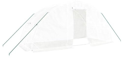 vidaXL Serre avec Cadre en Acier Blanc 10 m² 5x2x2,3 m, polytunnel, Serre à Cadre Froid, Serre pour Tomate, Serre de Jardin, Serre pour Culture