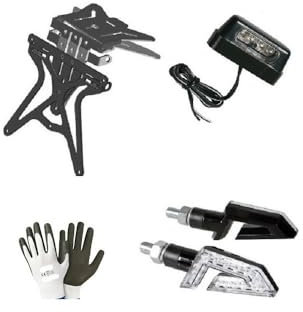 KOMPATIBEL MIT Yamaha WR 125 R KENNZEICHENHALTER, DOPPELTER KENNZEICHENHALTER-KIT MIT UNIVERSELLER Einstellung+1 Paar LED-Blinker+KENNZEICHENBELEUCHTUNG