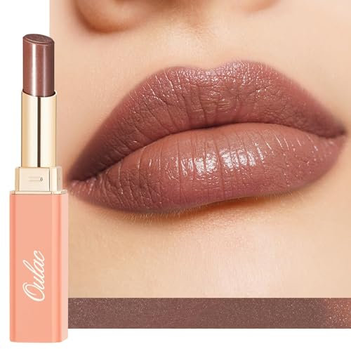 Oulac Chocolate Brown Lipstick - Moisture Shine Hydrating Lipstick & Tinted Lip Balm for Dry Lips, Medium Coverage Lip Colour | Juicy Look, Glossy Finish, Vegan, Cruelty-Free, Modern Love (03)