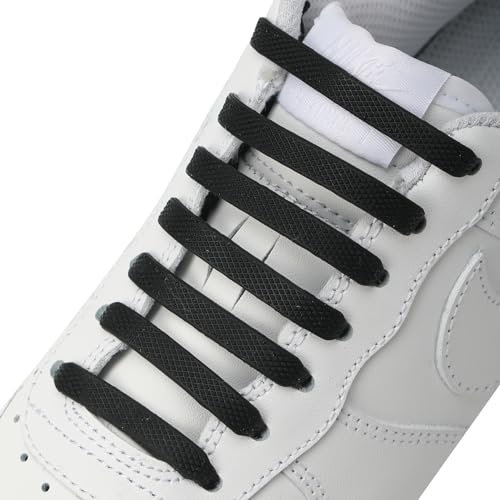 7STROBBS 2 Paires No Tie Lacets pour Adultes et Enfants,Lacets Elastique Noir Sans Noeud Silicon Shoelaces pour Chaussures de Sneaker de Conseil Baskets et Bottes,Noir-Adultes