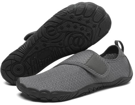 Mishansha Badeschuhe Herren Damen Aquaschuhe Atmungsaktiv Schnell Trocknend Sommer Schwimmschuhe Unisex Wasserschuhe für Outdoor Sports, Tiefgrau 43 EU