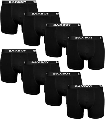 Baxboy Boxershorts Herren 8er Pack S-2XL Multipack mit elastischem Bund Atmungsaktive Baumwolle Unterwäsche Unterhosen Männer Men Retroshorts