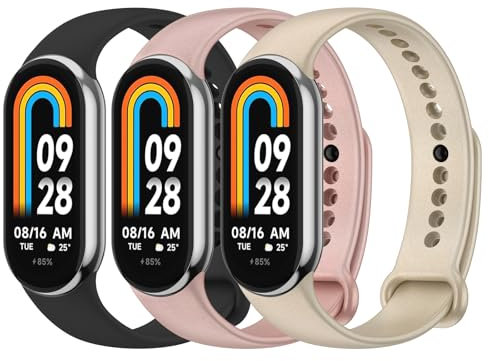 Vancle 3PACK Armbands für Xiaomi Mi Band 8/9/10 Armband Damen Herren,Silikon Sport Weiches Ersatzarmband Uhrenarmband für Xiaomi Mi Band 8/9/10(Schwarz/Roségold/Gold)