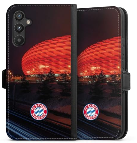 DeinDesign Klapphülle kompatibel mit Samsung Galaxy A34 5G Handyhülle aus Kunst Leder schwarz Flip Case FC Bayern München FCB Stadion