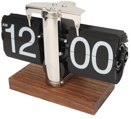 SUNGOOYUE Retro-Digital-Flip-Uhr mit Automatischer Anpassung für die Heimbüro-Dekoration (Edelstahl schwarz)