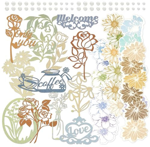 4 Packungen Papier Spitze Ausschnitte Vintage Lace Floral Dekorative Papier gestanzt Papier Grenze mit Blumenmuster gedruckt Papier Spitze Deckchen für Scrapbooking Journaling Karte Machen (Passion)