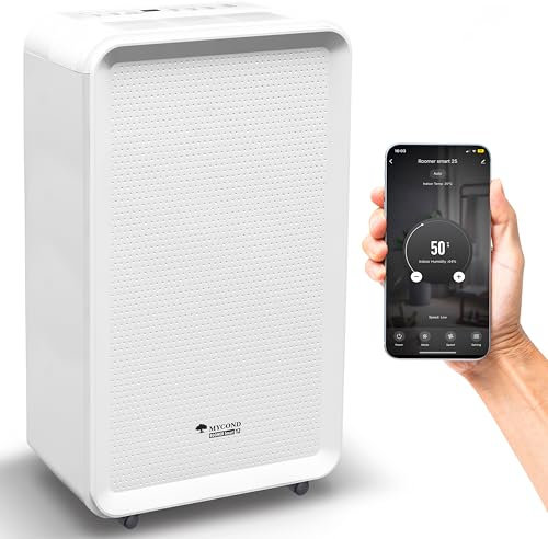 Dehumidifier for home - MYCOND Roomer 12L/Day smart dehumidifier, Quiet Operation ≤36dB, Wi-Fi Smart Control, 2L Water Tank, Ideal for Home, Bedroom & Basement