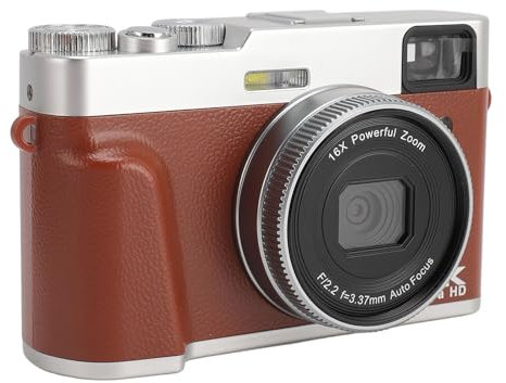 4K Digitalkamera, 48 MP HD AF Autofokus Vlogging Kamera, 16-facher Digitalzoom Professionelle Vintage Reisekamera mit 3,5 Zoll IPS Bildschirm für Fotografie (EU-Stecker 100–240 V)