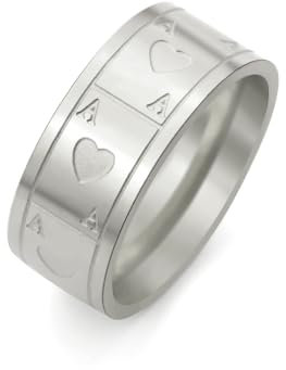LIKGREAT Spielkarten Pik-As Ring Herrenring aus Edelstahl Punk Rock Poker Ring Hochzeit Spiele Versprechen Statement Party Biker Ring Schmuck, Größe 17-21MM (Splitter, 19)
