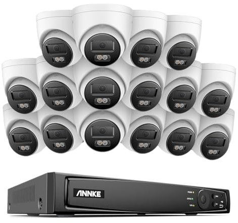 ANNKE 4K PoE CCTV Camera Systems, 16CH NVR with 16X 8MP PoE IP Cameras, Human and Vehicle Detection, Remote Access, 100 ft Night Vision, Security Camera System for 24/7 Recording (HDD Not Included)