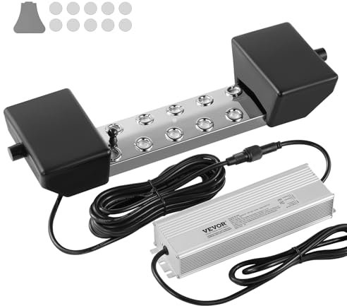 VEVOR Generador de Niebla Ultrasónico de 10 Cabezales, 7000 ml/h, Generador de Niebla con Fuente de Alimentación Impermeable IP67 de 280 W, Boya, Discos de Repuesto para Estanque, Jardín, Rocalla