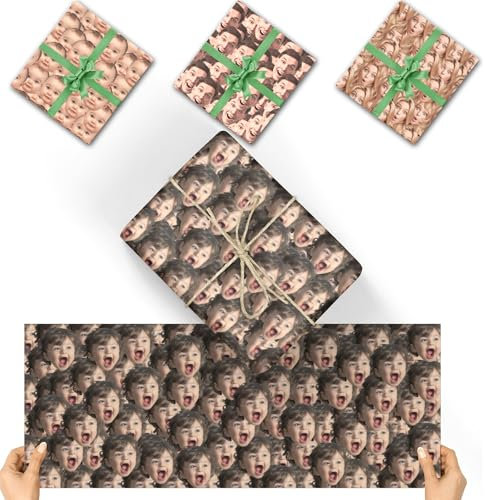 LLLGSH 2 Stück Geschenkpapier personalisiert - Foto Geschenkpapier mit Ihren Lieblingsfoto und einem Wunschtext Bedruckt - 70 x50cm - großartige Geschenkverpackung zu jedem Anlass