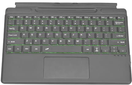 Fiorky Backlit Slim Wireless Keypad for Microsoft Surface Pro 8/9/10/X Bluetooth-Compatible 7 Color Backlight Touchpad Keyboard Rechargeable Keyboard Backlit Trackpad with Touchpad