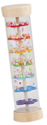 HGZLQKD Beaded Rainmaker Rain Stick Early Learning Rainfall Rattle Tube Musical Instrument Training Sensory Rain Sound Maker Toy, Rainbow