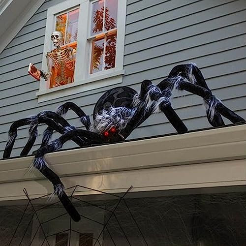 Halloween Deko Outdoor Spinne 2024,Riesen Spinne Halloween,Dekorationen, Schwarze, Weiche, Haarige, Gruselige Spinne, Outdoor-Hof-Party,Realistische Große Spinnen Requisiten 60cm,90cm,120cm