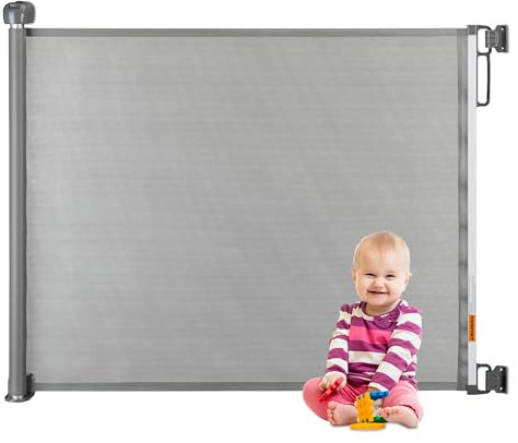 Relaxdays Treppenschutzgitter ausziehbar, Öffnungsbreite 70-140 cm, Bohrmontage, Kinder & Hunde, Türschutzrollo, grau