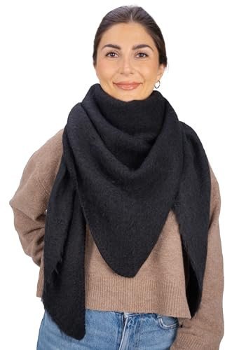 Seasons of April Kuschelig weicher Damen Schal in dreieck Form uni Farben - Britta (Schwarz)