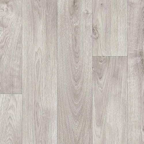 VINYL FLOORING UK Light Grey P1524 Wood Effect Vinyl Flooring For Living Room, Kitchen, 2.0mm Thickness With Cushion Backed Lino Flooring Sheet-1m(3'3) X 2m(6'6)-2m²