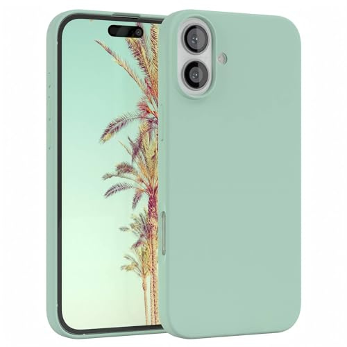 EAZY CASE Premium Silikon Handyhülle kompatibel mit iPhone 16 Plus Slimcover mit Kameraschutz und Innenfutter, Silikonhülle, Schutzhülle, Bumper, Handy Case, Hülle, Softcase, Mint Grün