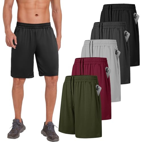 AKKQHH 5er-Pack Sporthose Herren Kurz Laufshorts Kurze Hose mit Tasche | Atmungsaktiv Schnell Trocknend Sportshorts Jogginghose Sommer Laufhose Herren für Gym