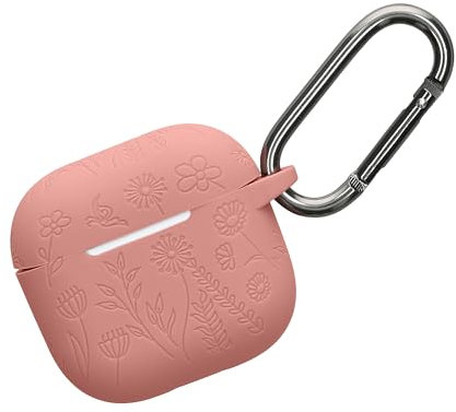 kwmobile Custodia per Apple Airpods 4 Cover - Protezione Auricolari Wireless in Silicone - Antigraffio e Antiurto con Moschettone - Rilievo Petrolio