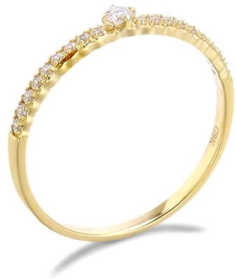 Calefee Eheringe Gold 585er, Trauringe Damen Schlicht mit Moissanite, Echtschmuck 14 Karat gr. 48 (15.3)