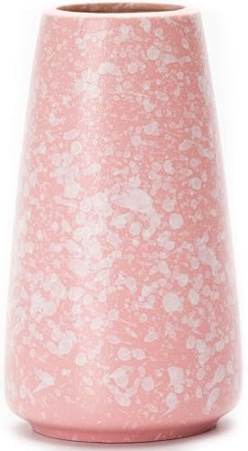 Vase Rose - Vase en céramique rose de 15,2 cm pour fleurs, jolis vases modernes pour décoration d'intérieur, vases minimalistes pour centres de table, salon, chambre ou cadeau (Rose flocon de neige